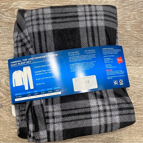 NEW Mens Hanes 2pc Pajama Set Long Sleeve and Fleece Pajama Pants SMALL - Picture 4 of 6